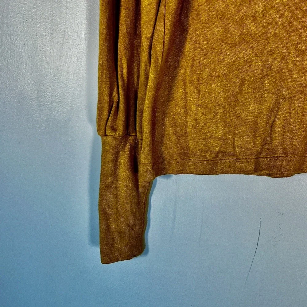 Madewell Mustard Yellow Puff Sleeve Scoop Neck Knit Top XS